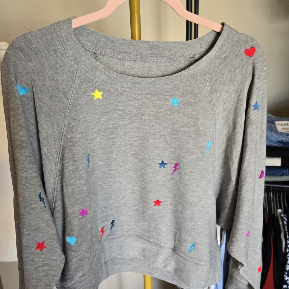 Chaser Embroidered Gray Sweatshirt Small NWT